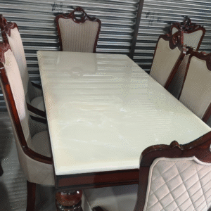 Dining Table – 4/6 Seater Premium Finish Royal White and Brown Color Buy